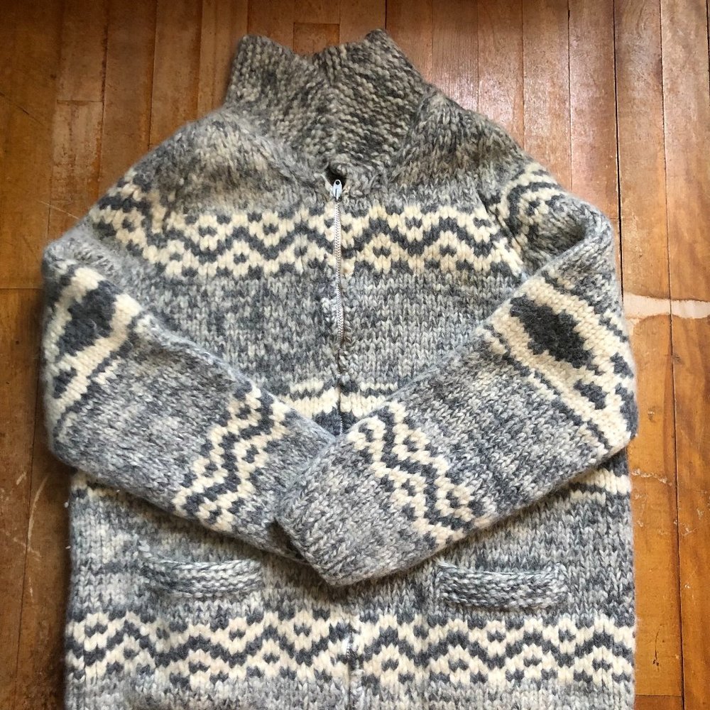 Handmade Cowl Neck Zip up Sweater
